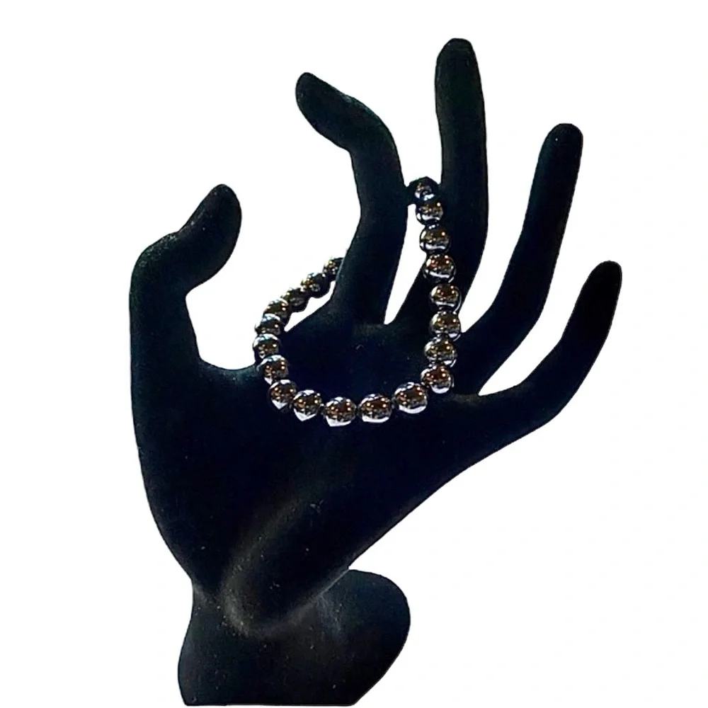 Men’s Hematite Bead Bracelet | Stretch Fit | Minimalist Style | Gift Ready